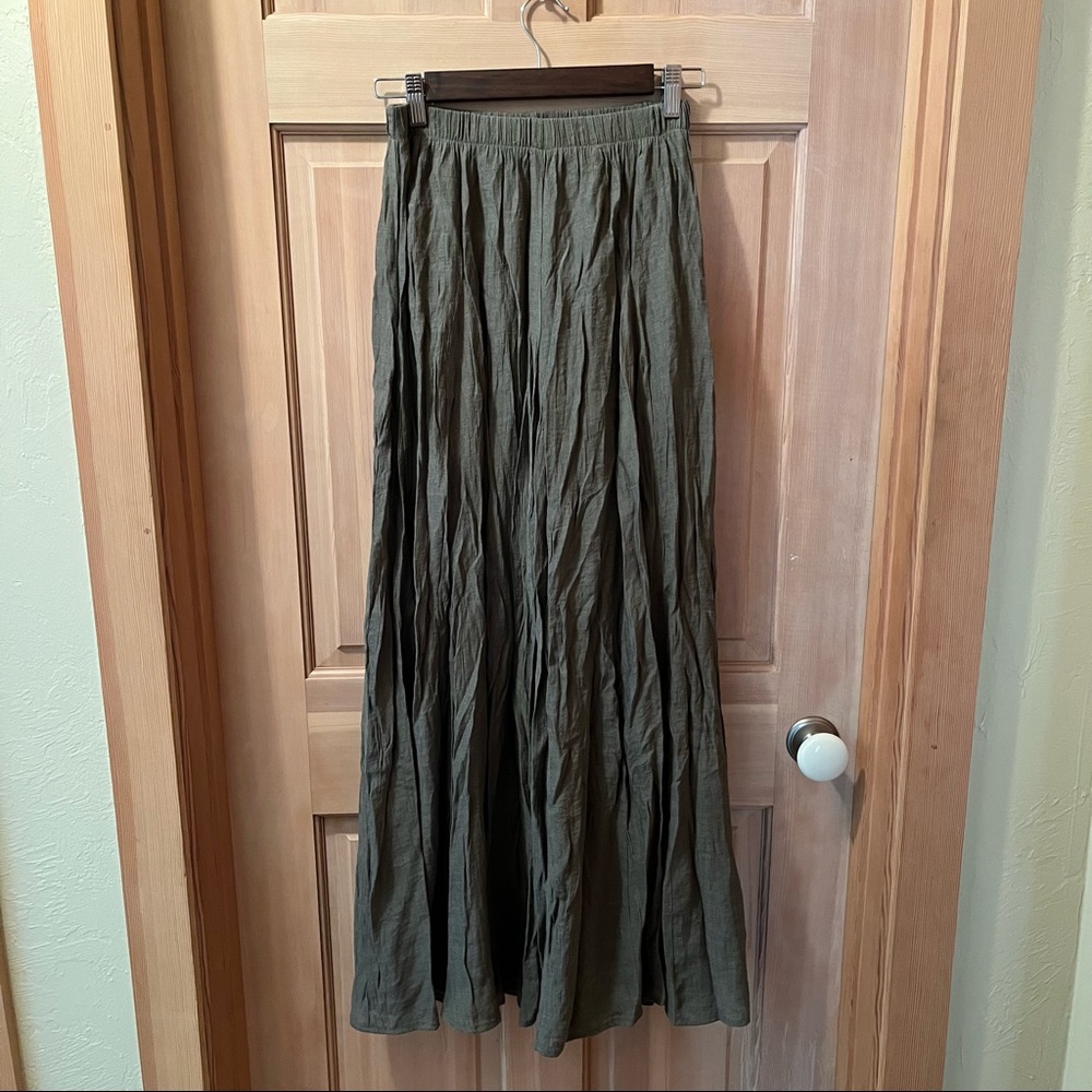 Green Boho Maxi Skirt
